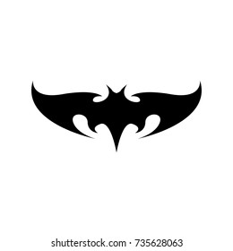 vector halloween black bat animal icon or sign isolated on white background. vector bat silhouette with wings. vector abstract bat tattoo art concept design template