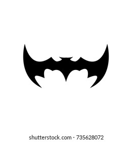 vector halloween black bat animal icon or sign isolated on white background. vector bat silhouette with wings. vector abstract bat tattoo art concept design template