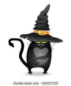 Vector. Halloween black cat.