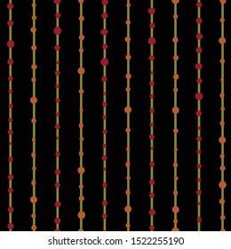 Vector halloween black vertical strings with colorful balls seamless pattern background