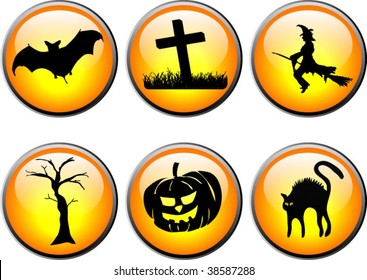 Vector Halloween buttons set 1