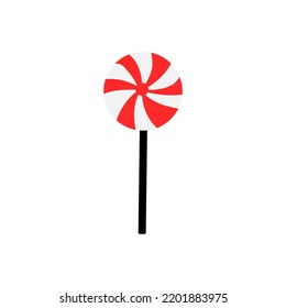 Vector Halloween candy. Red and white lollipop. Sweets. White isolated background.