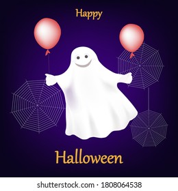 Vector of Halloween card with cute ghost
