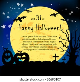 Vector Halloween card with pumpkins and ghosts