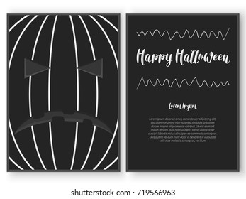Vector Halloween card template stylized as a carved pumpkin.