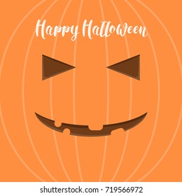 Vector Halloween card template stylized as a carved pumpkin.