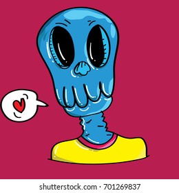 Vector Halloween cartoon character Skull