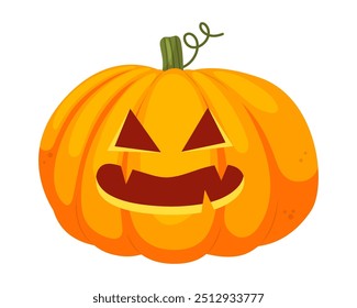 Caras de miedo de calabaza de dibujos animados de Halloween de Vector. Naranja jack-o-linternas aisladas sobre fondo blanco.