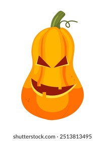 Caras de miedo de calabaza de dibujos animados de Halloween de Vector. Naranja jack-o-linternas aisladas sobre fondo blanco.