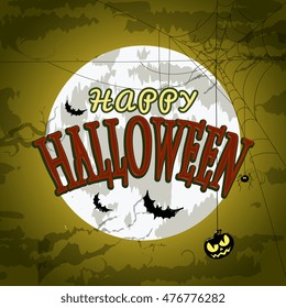 Vector Halloween in Cartoon Style on Moon Background