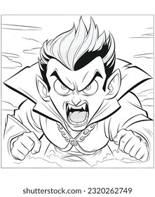 vector Halloween celebration coloring page illustration, Vampire coloring page 
