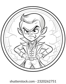 vector Halloween celebration coloring page illustration, Vampire coloring page 
