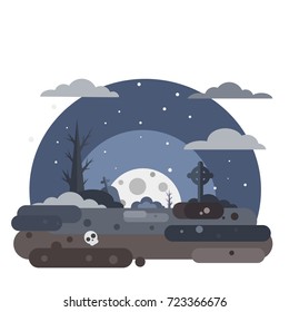 Vector halloween cemetery illustration