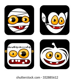 Vector Halloween character icon set