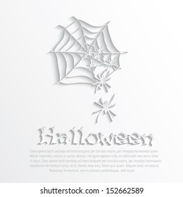 vector halloween cobweb bat white paper 3D