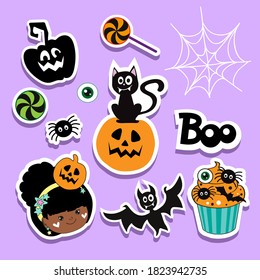 Vector Halloween collection. Fashion patch badges