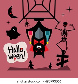 Vector Halloween Concept Cartoon Illustration.