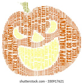 Vector of Halloween concept word cloud in a pumpkin shape