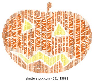 Vector of Halloween concept word cloud in a pumpkin shape