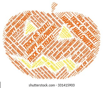 Vector of Halloween concept word cloud in a pumpkin shape