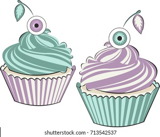 Vector Halloween Cupcakes
