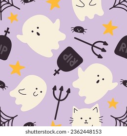 vector halloween cute ghost pattern