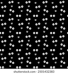 Vector de Halloween y el día de los muertos sin patrón.  Cabeza de la muerte linda ojos blancos y dientes en el fondo negro. Diseño moderno para ropa, tela, papel, cubierta, decoración de interiores. 