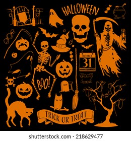 Vector halloween decoration set | Halloween design elements | Everything for decorating your halloween flyers, posters, greeting cards and banners 