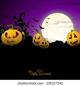 Vector Halloween Design with scary Halloween Pumpkins