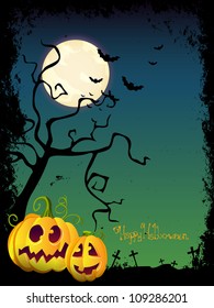 Vector Halloween Design with scary Halloween Pumpkins