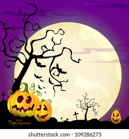 Vector Halloween Design with scary Halloween Pumpkins