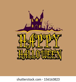 vector halloween design template for posters and flyer with dark castle and bats