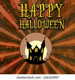 vector halloween design template for posters and flyer with dark castle 