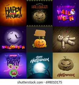 Vector Halloween design template set. 