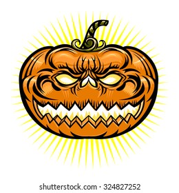 Vector of halloween detailed pumpkin. Jack O Lantern icon set. Halloween pumpkins isolated on background. Useful also as greetings card and design.