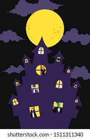 vector halloween devil in the castle background for brochure banner and publication