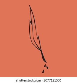 Vector halloween doodle writing pen on orange background