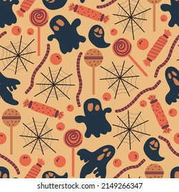 Vector Halloween elements repeat pattern background. Vector illustration