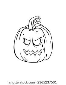 Vector Halloween evil pumpkin on white background. Great element for your design.