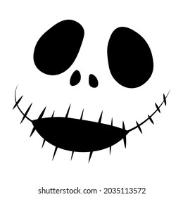 Caras de Vector Halloween. La pesadilla antes de la Navidad. Jack Skellington. jack de halloween se enfrenta a siluetas.