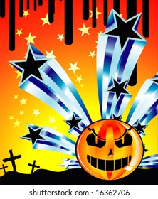 Vector Halloween Fantasía fondo con calabaza y estrellas