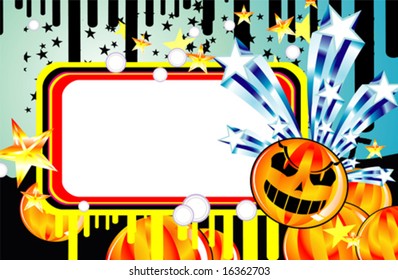 Vector Halloween Fantasy frame with pumpkin