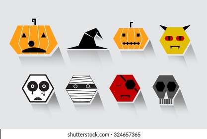 Vector Halloween flat icon set with long shadow. Suitable for a variety of use