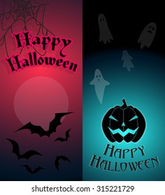 vector halloween flyer with smile pumpkin and bats