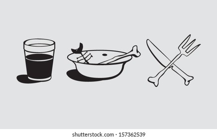 Vector Halloween food and drink icons/illustrations