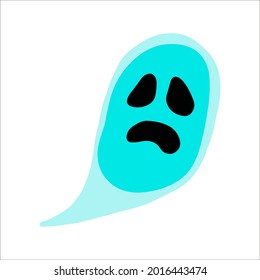 Vector halloween ghost clipart, icon and coloring isolated on white background. Funny, cute illustration for seasonal design, textile, decoration kids playroom or greeting card. Hand drawn prints.