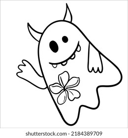 Vector Halloween Ghost Clipart,  Mystique And Esoteric Doodle For Terrible Party Hand Drawn