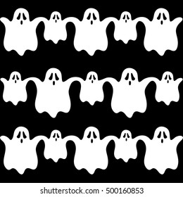 vector halloween ghost pattern on black background