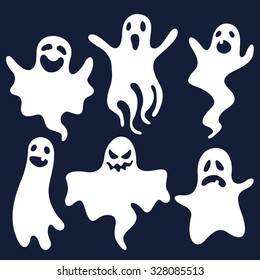 Vector Halloween ghost set with different emotions