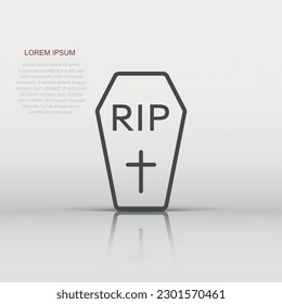 Vector halloween grave icon in flat style. Gravestone sign illustration pictogram. Rip business concept.